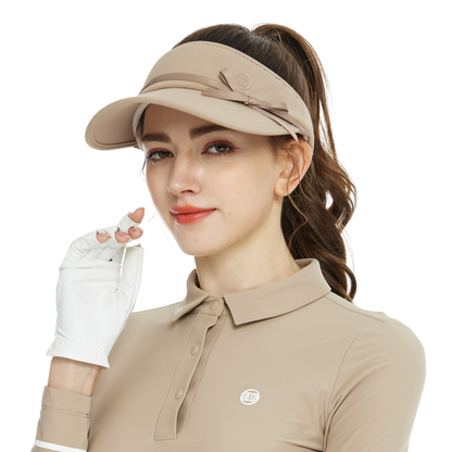 BLKTEE女緞帶中空帽(卡其)