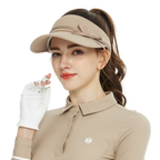 女緞帶中空帽(卡其)