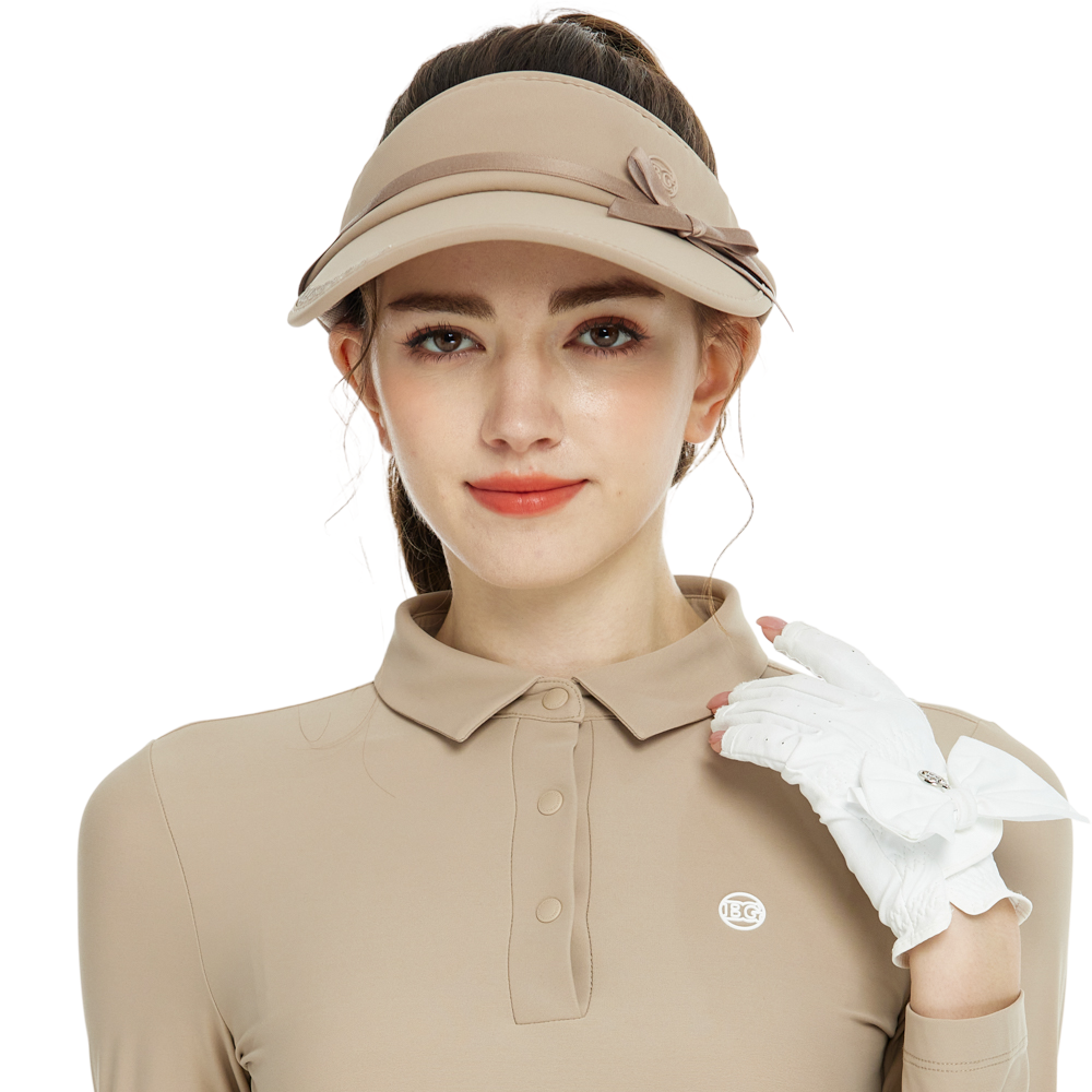 BLKTEE女緞帶中空帽(卡其)