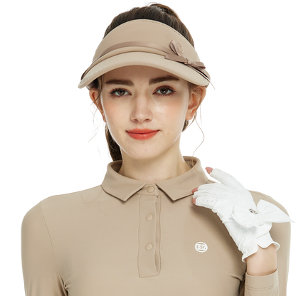 BLKTEE女緞帶中空帽(卡其)