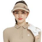 女緞帶中空帽(卡其)