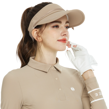 BLKTEE女緞帶中空帽(卡其)