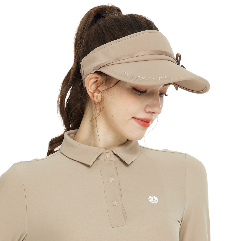 BLKTEE女緞帶中空帽(卡其)