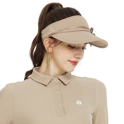 BLKTEE女緞帶中空帽(卡其)