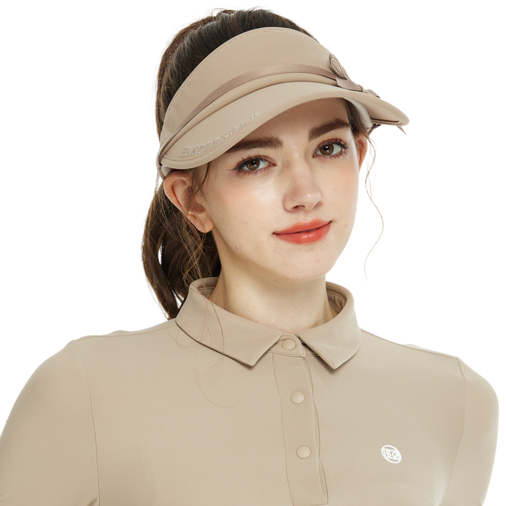 BLKTEE女緞帶中空帽(卡其)