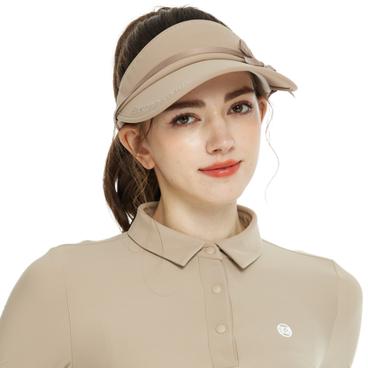 BLKTEE女緞帶中空帽(卡其)