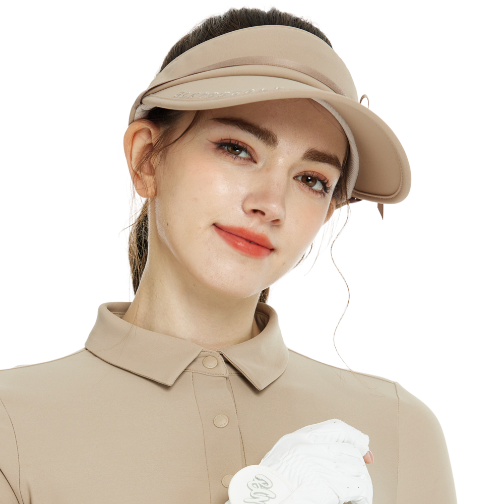 BLKTEE女緞帶中空帽(卡其)