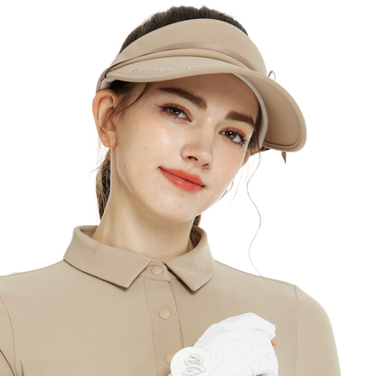 BLKTEE女緞帶中空帽(卡其)