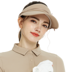 女緞帶中空帽(卡其)