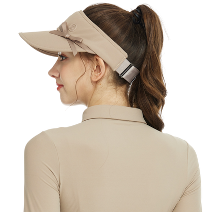 BLKTEE女緞帶中空帽(卡其)