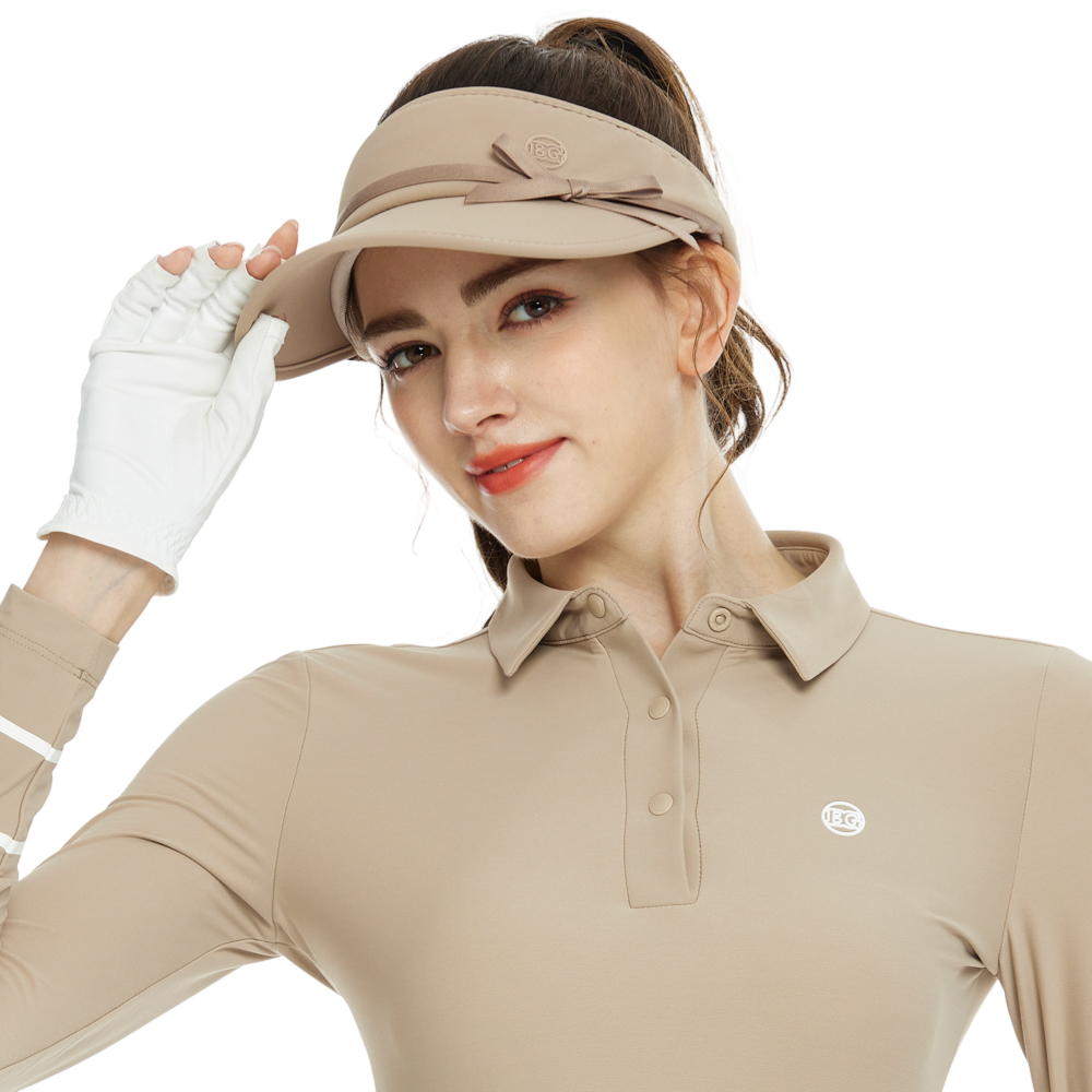 BLKTEE女緞帶中空帽(卡其)