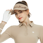 女緞帶中空帽(卡其)