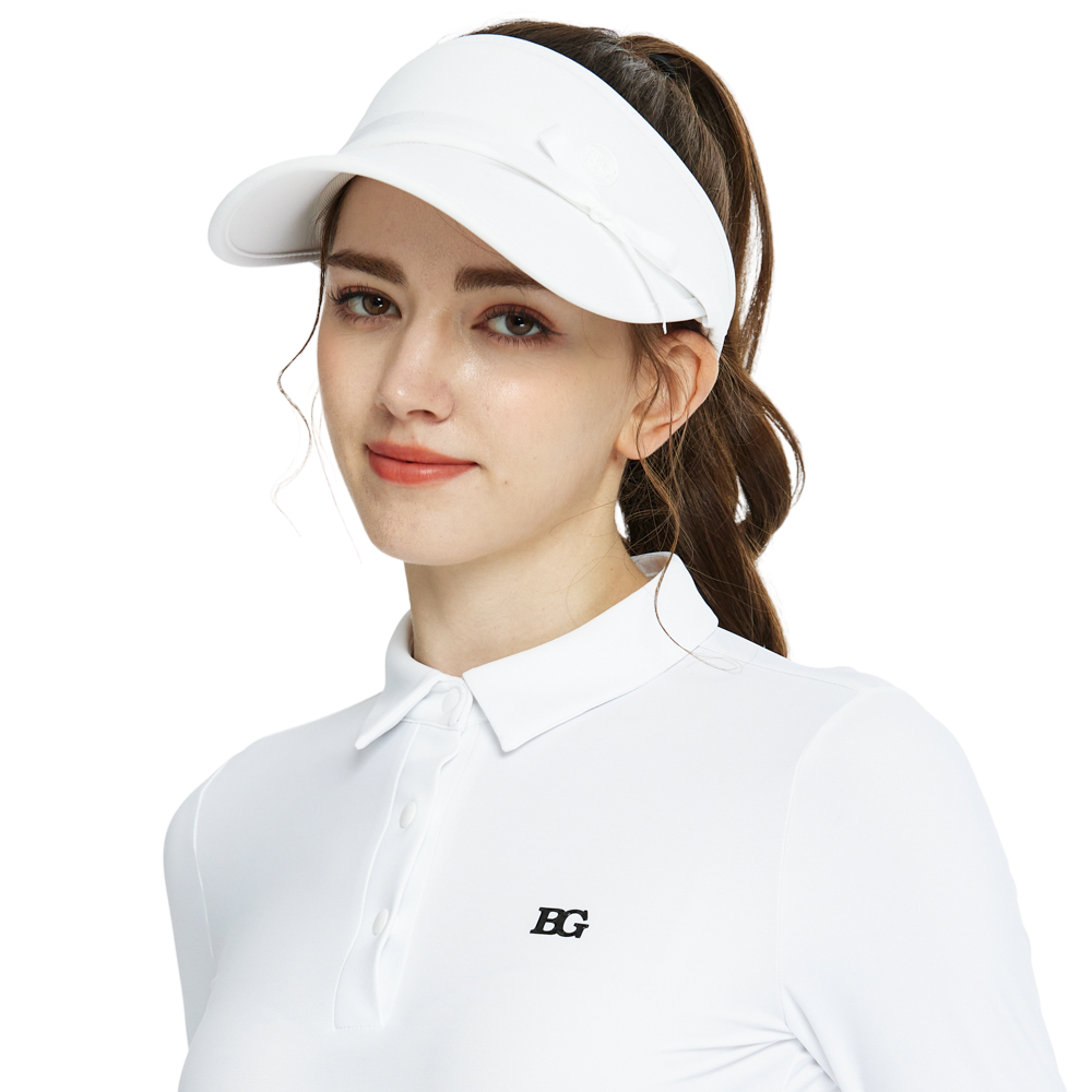 BLKTEE女緞帶中空帽(白)