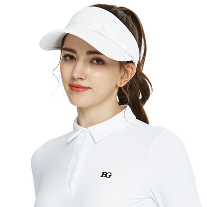 BLKTEE女緞帶中空帽(白)