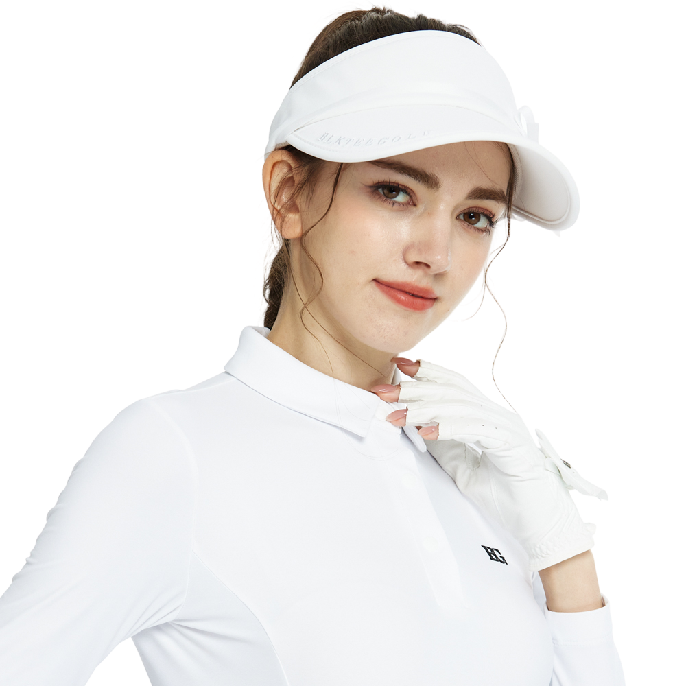 BLKTEE女緞帶中空帽(白)