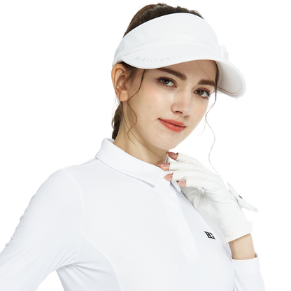 BLKTEE女緞帶中空帽(白)