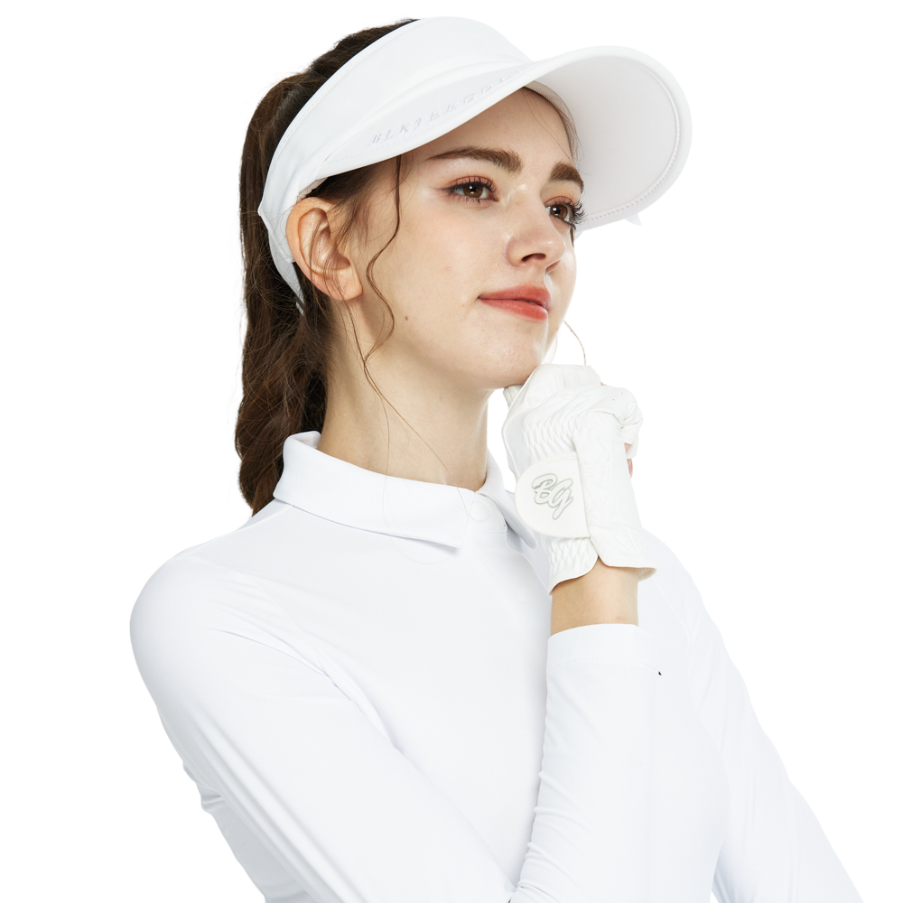 BLKTEE女緞帶中空帽(白)