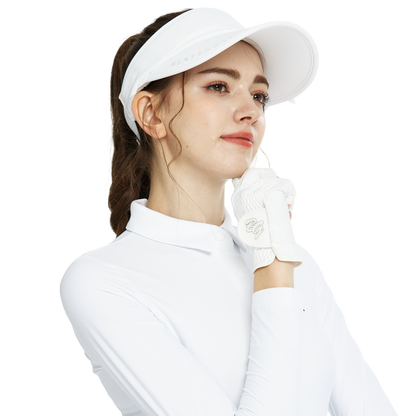 BLKTEE女緞帶中空帽(白)