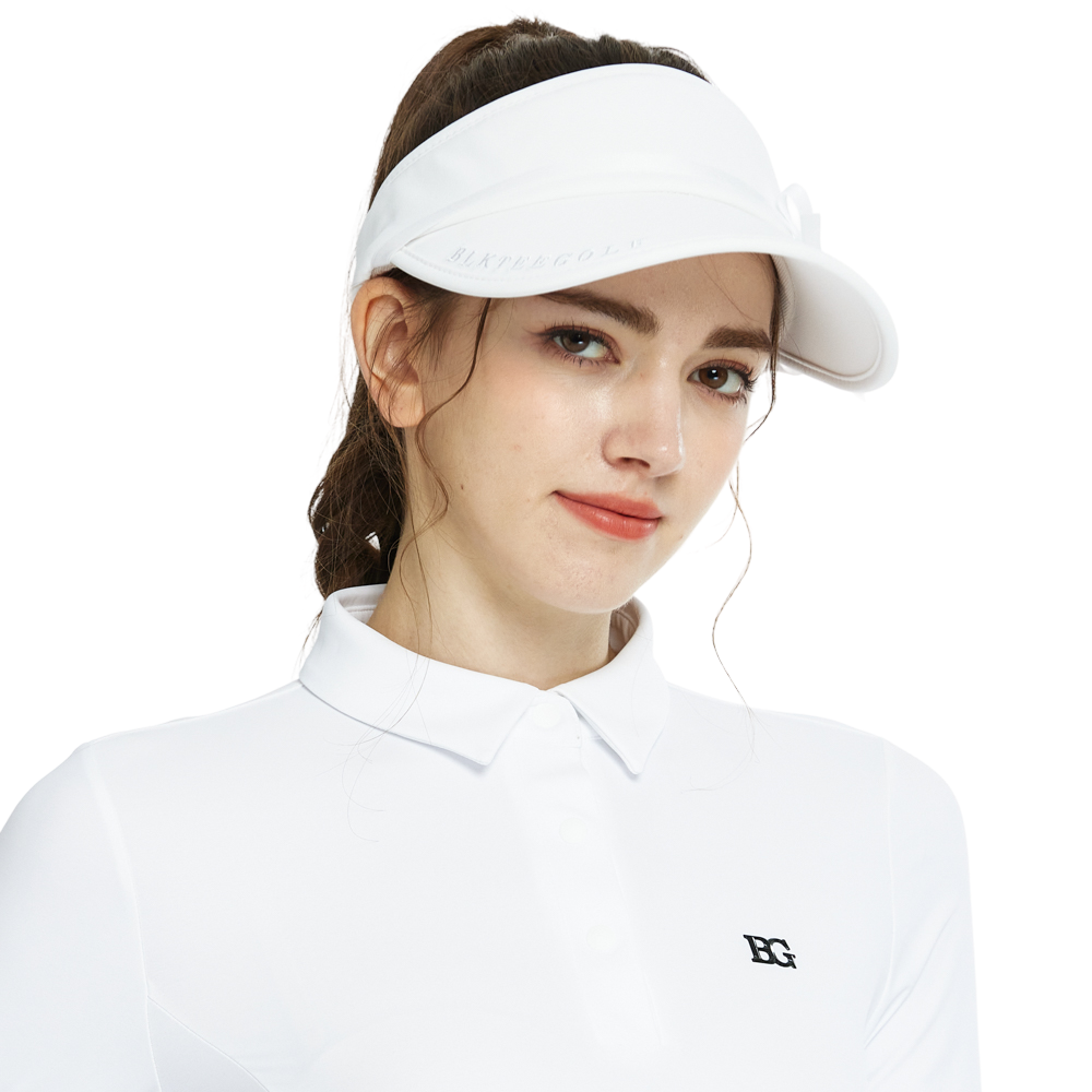 BLKTEE女緞帶中空帽(白)