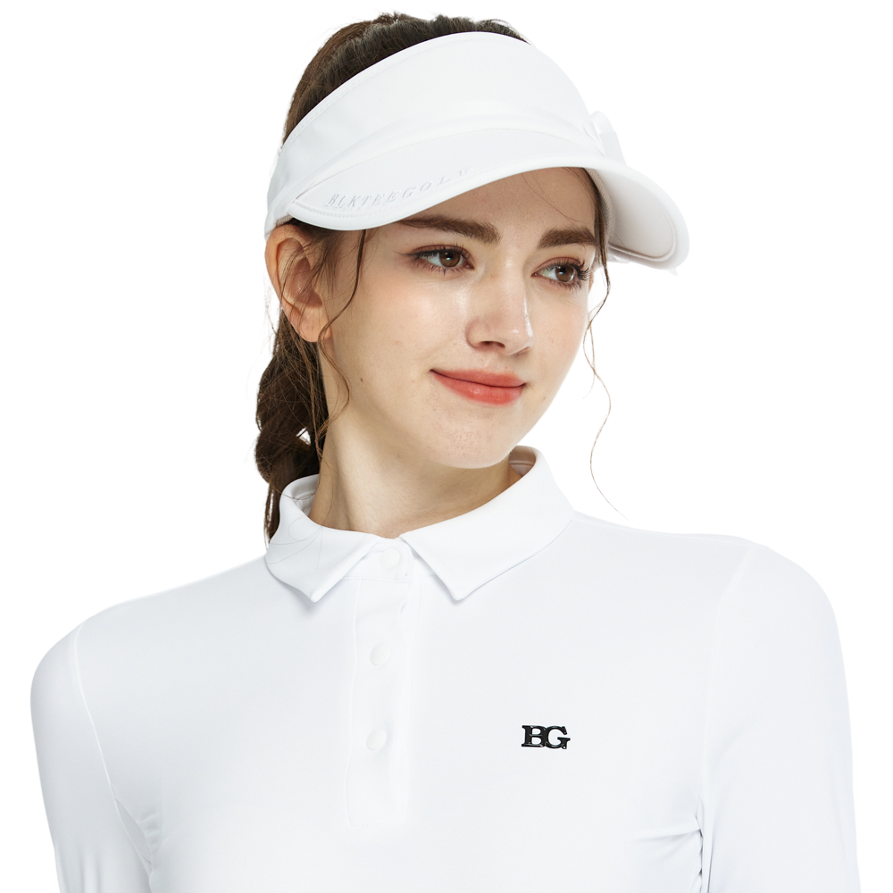 BLKTEE女緞帶中空帽(白)