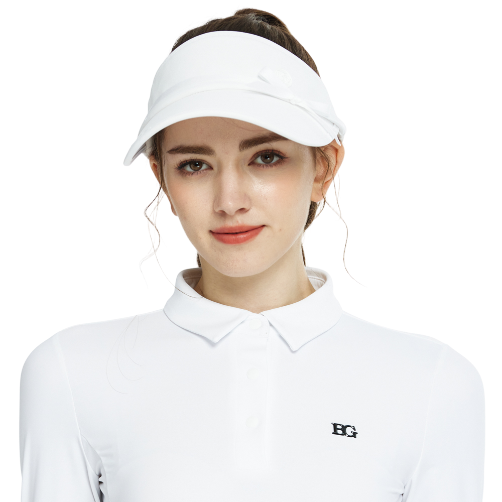 BLKTEE女緞帶中空帽(白)