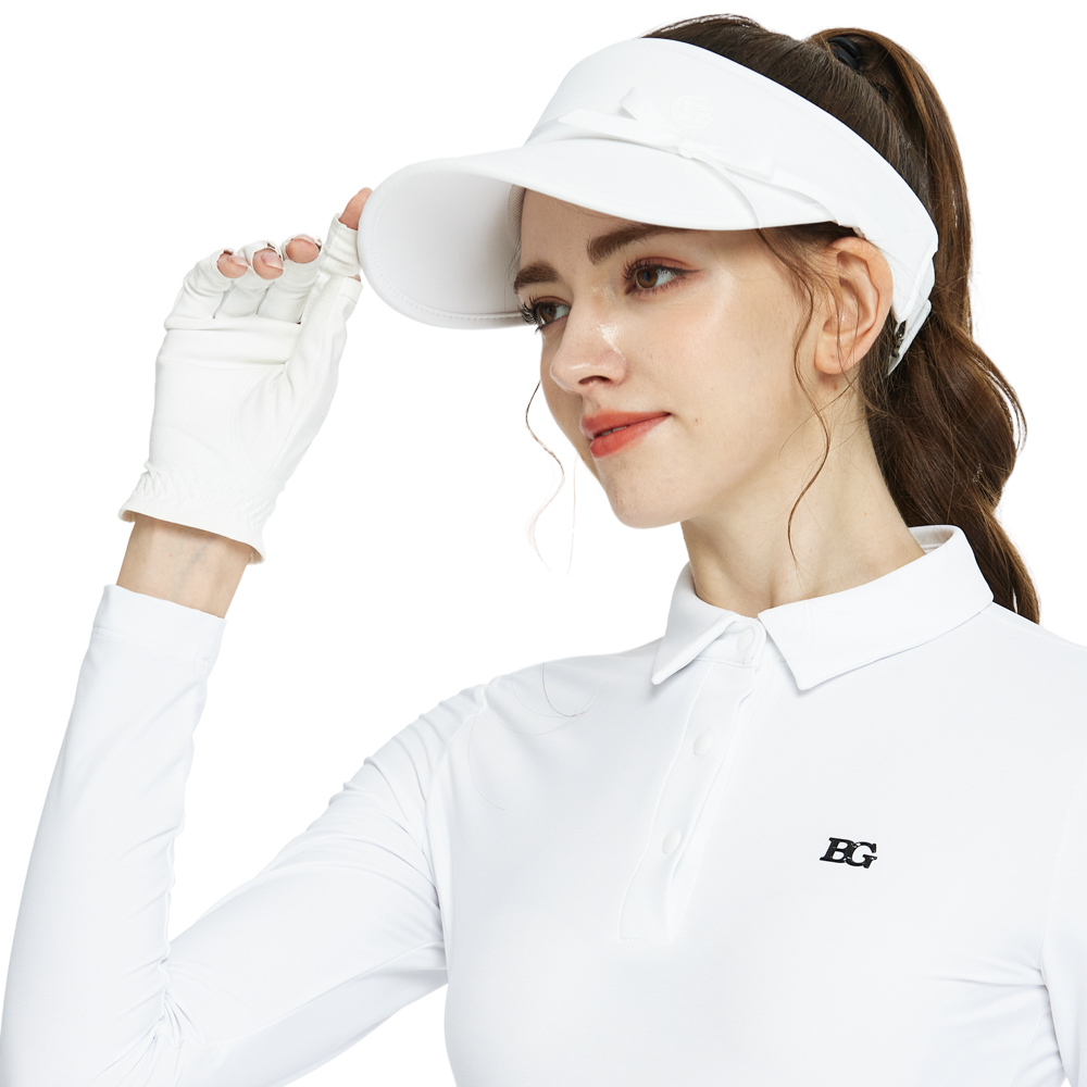 BLKTEE女緞帶中空帽(白)