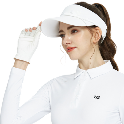 BLKTEE女緞帶中空帽(白)