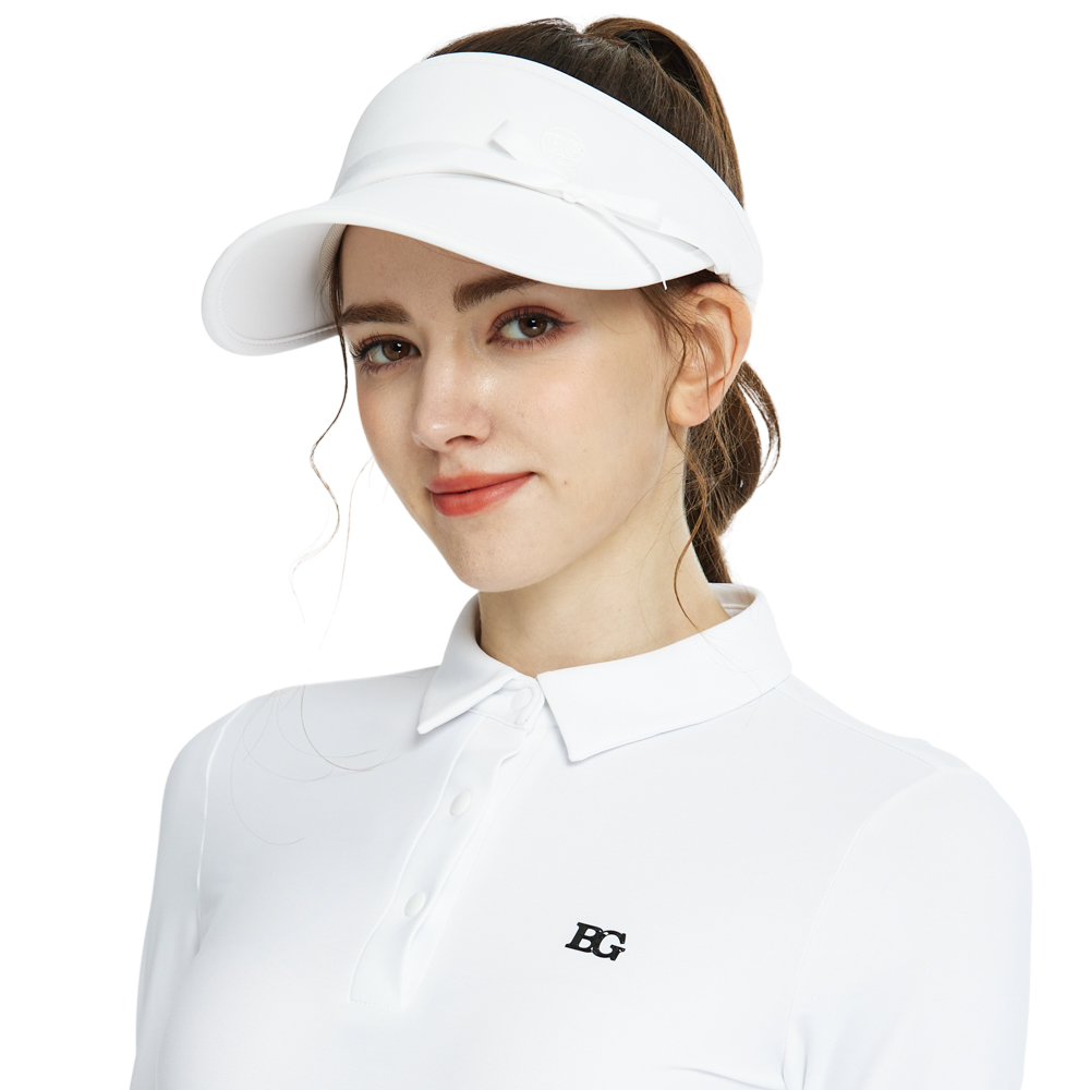 BLKTEE女緞帶中空帽(白)