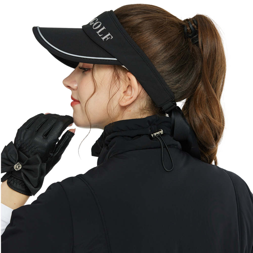 BLKTEE女可拆蝴蝶結中空帽(黑)