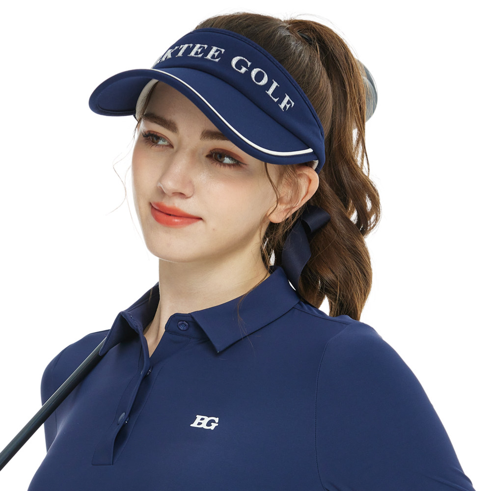 BLKTEE女可拆蝴蝶結中空帽(寶藍)