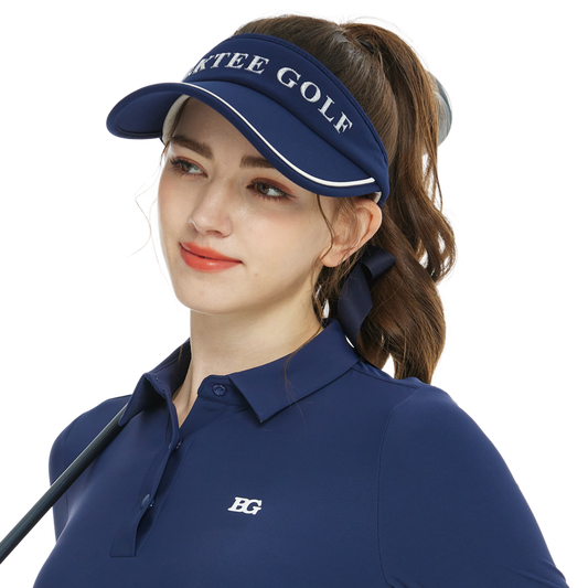 BLKTEE女可拆蝴蝶結中空帽(寶藍)