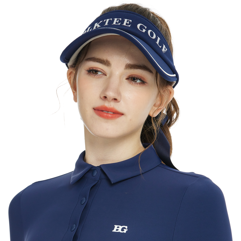 BLKTEE女可拆蝴蝶結中空帽(寶藍)