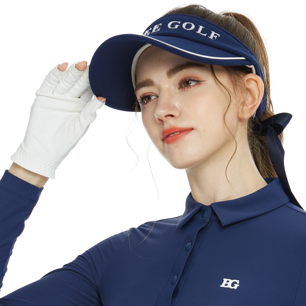 BLKTEE女可拆蝴蝶結中空帽(寶藍)