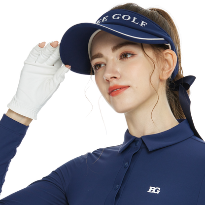 BLKTEE女可拆蝴蝶結中空帽(寶藍)