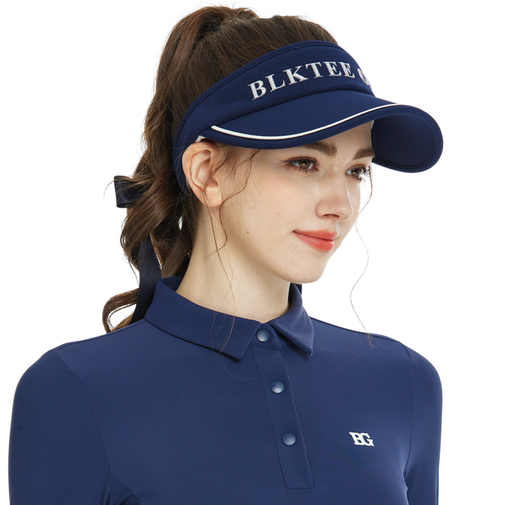 BLKTEE女可拆蝴蝶結中空帽(寶藍)