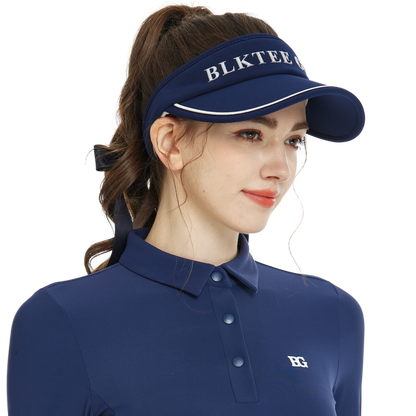 BLKTEE女可拆蝴蝶結中空帽(寶藍)