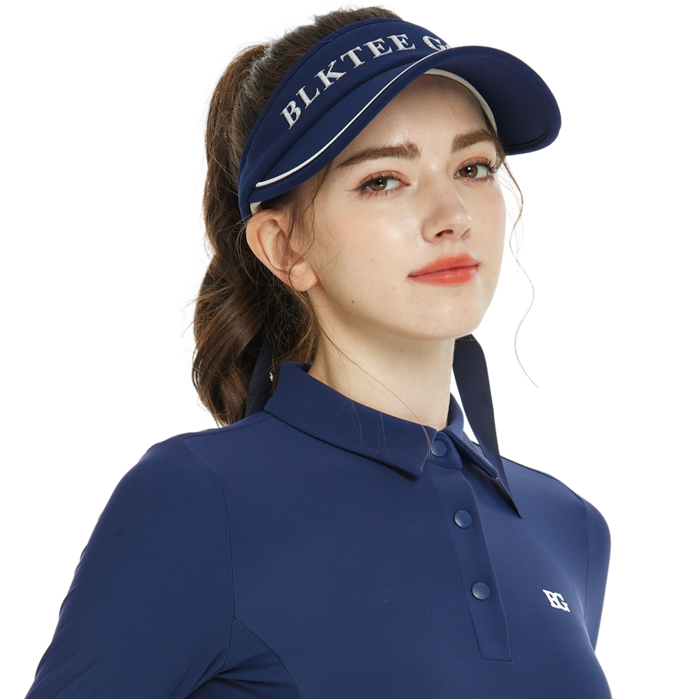 BLKTEE女可拆蝴蝶結中空帽(寶藍)