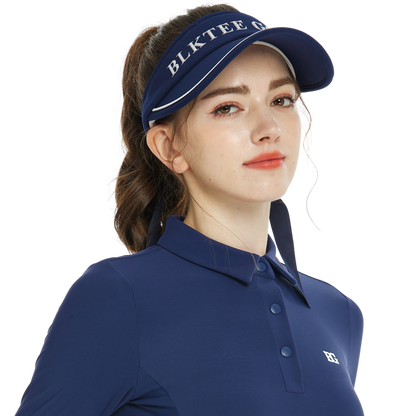 BLKTEE女可拆蝴蝶結中空帽(寶藍)