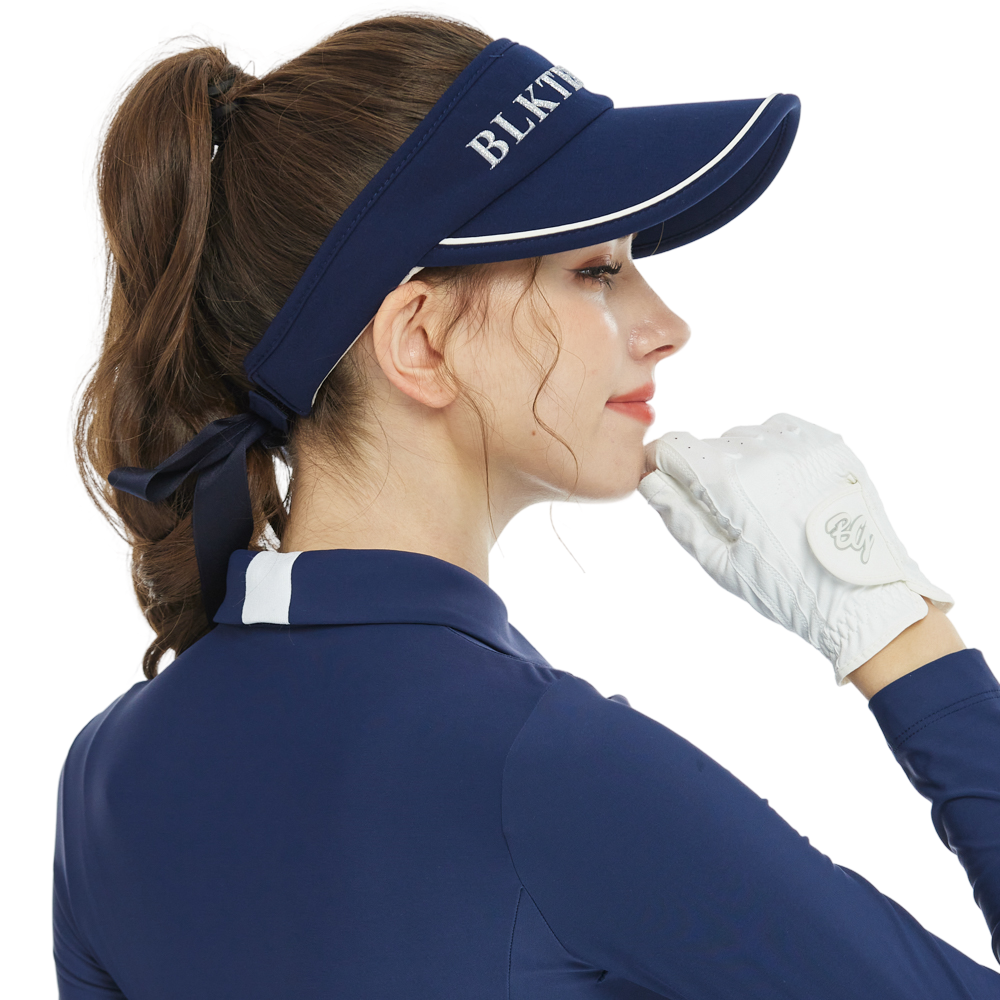 BLKTEE女可拆蝴蝶結中空帽(寶藍)