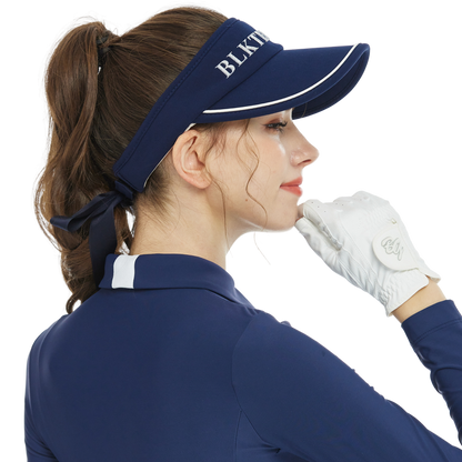 BLKTEE女可拆蝴蝶結中空帽(寶藍)