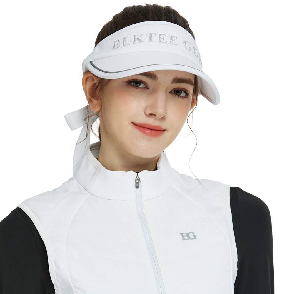 BLKTEE女可拆蝴蝶結中空帽(白)