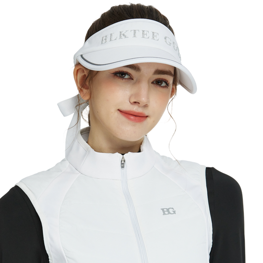 BLKTEE女可拆蝴蝶結中空帽(白)