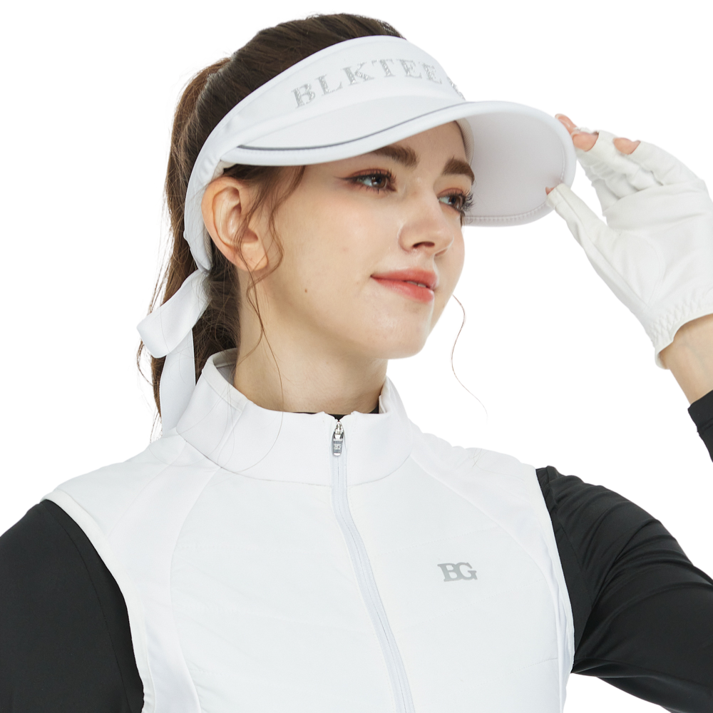 BLKTEE女可拆蝴蝶結中空帽(白)