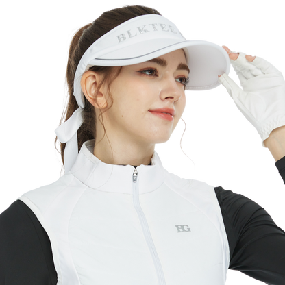 BLKTEE女可拆蝴蝶結中空帽(白)