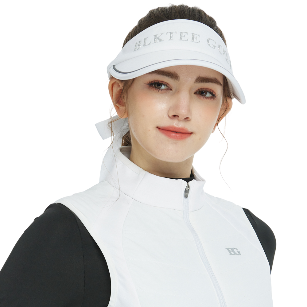 BLKTEE女可拆蝴蝶結中空帽(白)