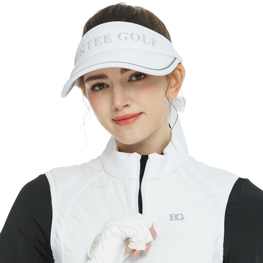 BLKTEE女可拆蝴蝶結中空帽(白)