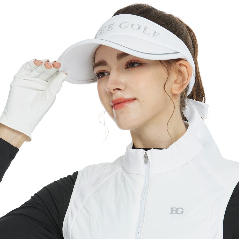 BLKTEE女可拆蝴蝶結中空帽(白)