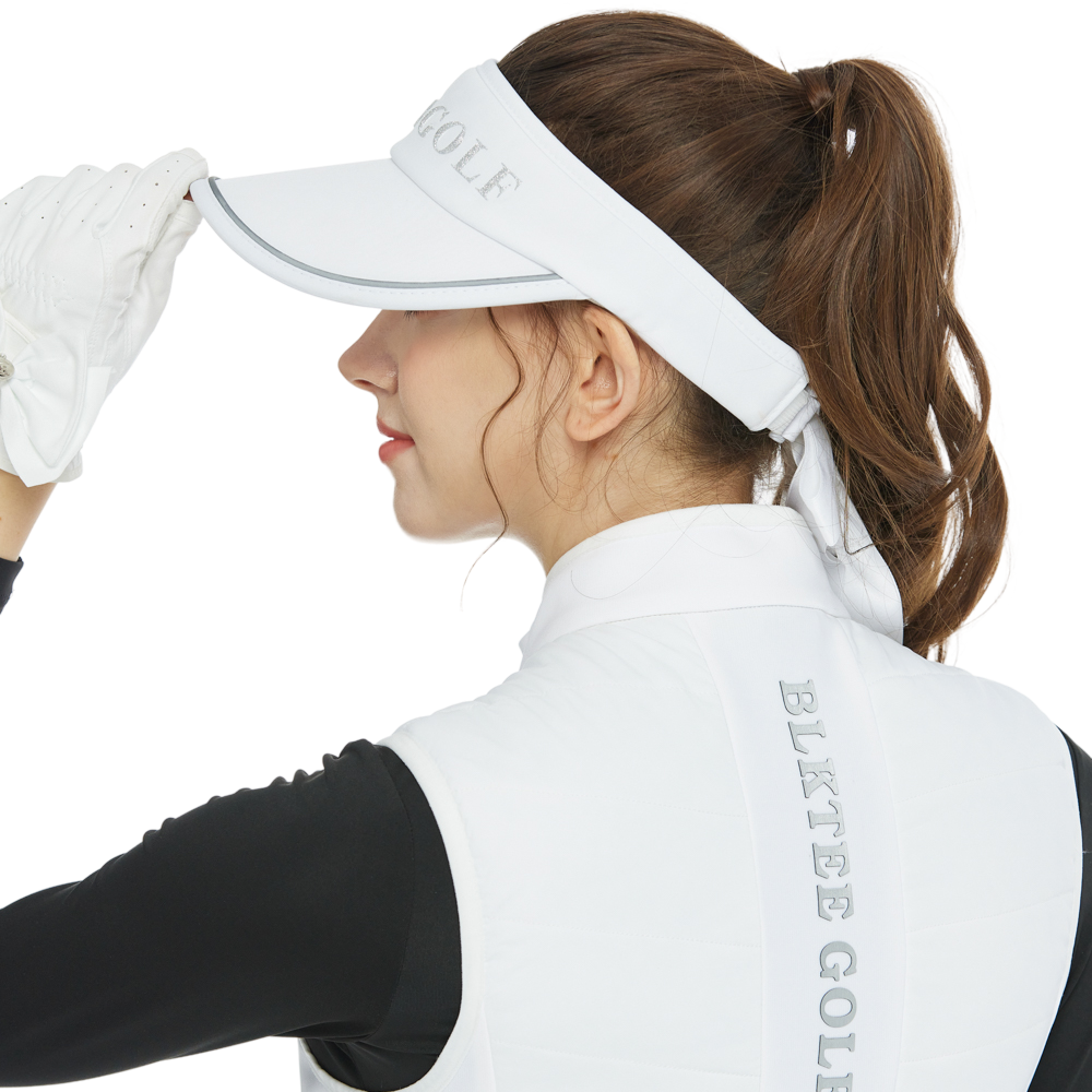 BLKTEE女可拆蝴蝶結中空帽(白)