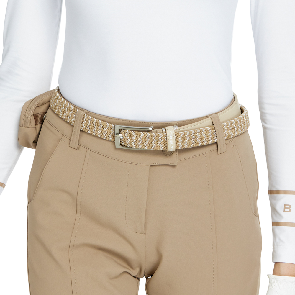 BLKTEE女彈性編織運動腰帶(卡其)