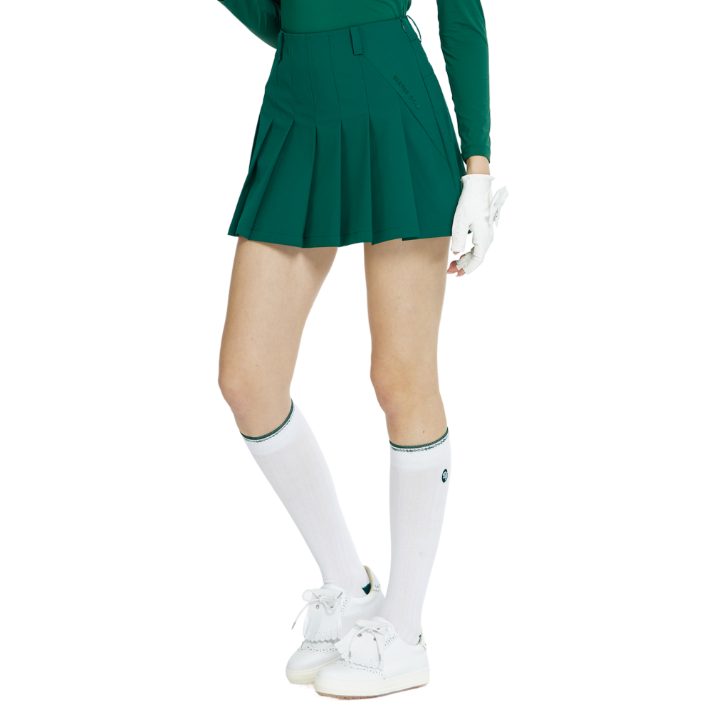 BLKTEE女針織緹花長筒襪(白綠)